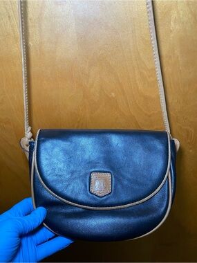Celine Black Leather Crossbody with Tan Trim
